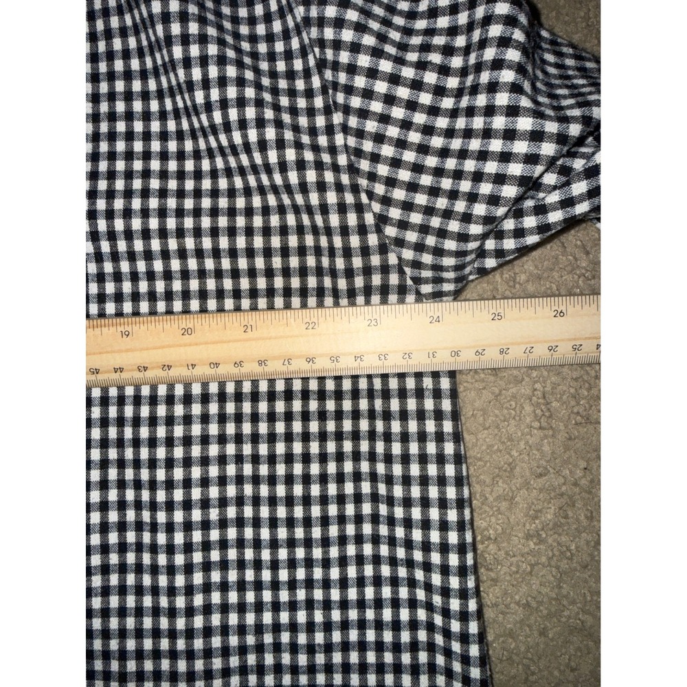 Zara Basic Gingham Peplum Blouse Black White Tie Sleeve Button Back Small - Picture 9 of 11